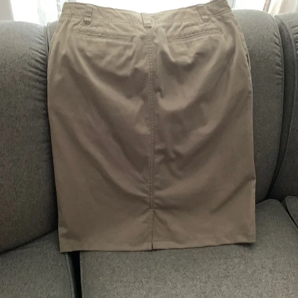 Eddie Bauer light olive brushed cotton stretch midi skirt sz8 w back vent - Picture 4 of 9